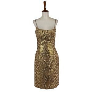 Tracy Reese Gold Snake-Print Slip Dress